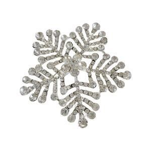 Vintage Large Crystal Snowflakes Brooch, 2.5" Diameter